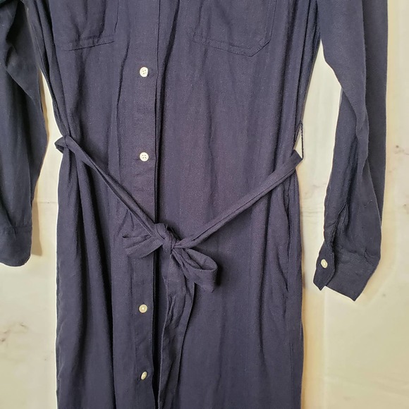 GAP blue button down long sleeve collared casual midi dress SP - Picture 3 of 11